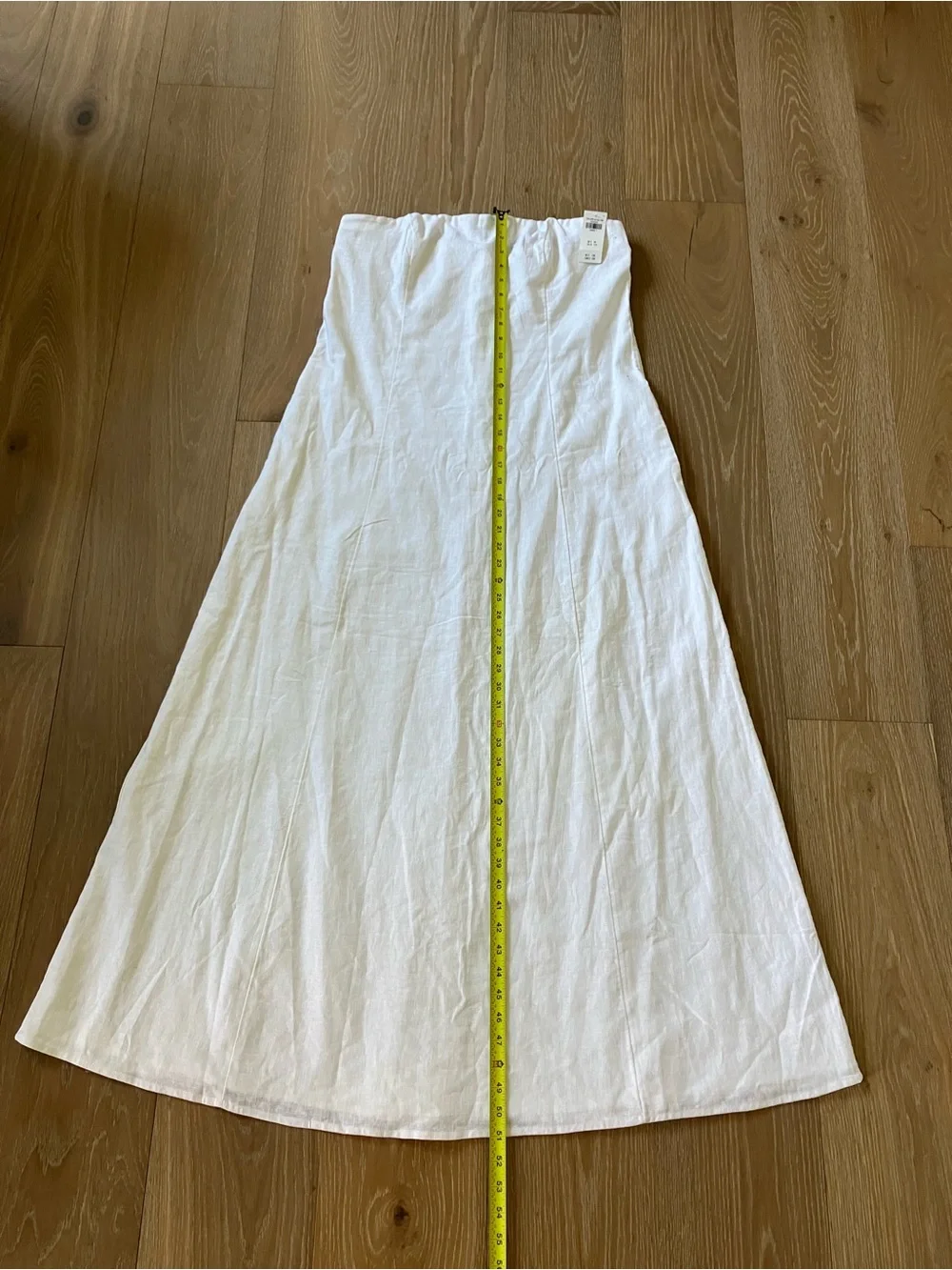 Abercrombie & Fitch White Dress Linen Cotton Skimming Strapless Maxi L Tall